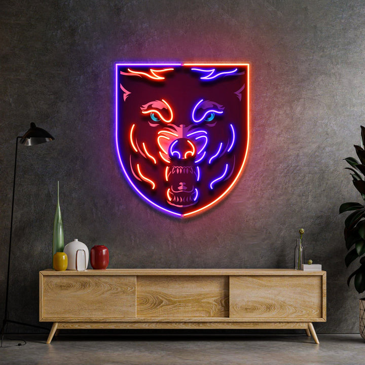Angry Wolf Head LED Neon Sign Light Pop Art