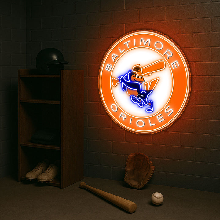 🟠 “Birds of the Past, Brightened” – Vintage Orioles Neon Sign for True Baseball Nostalgia