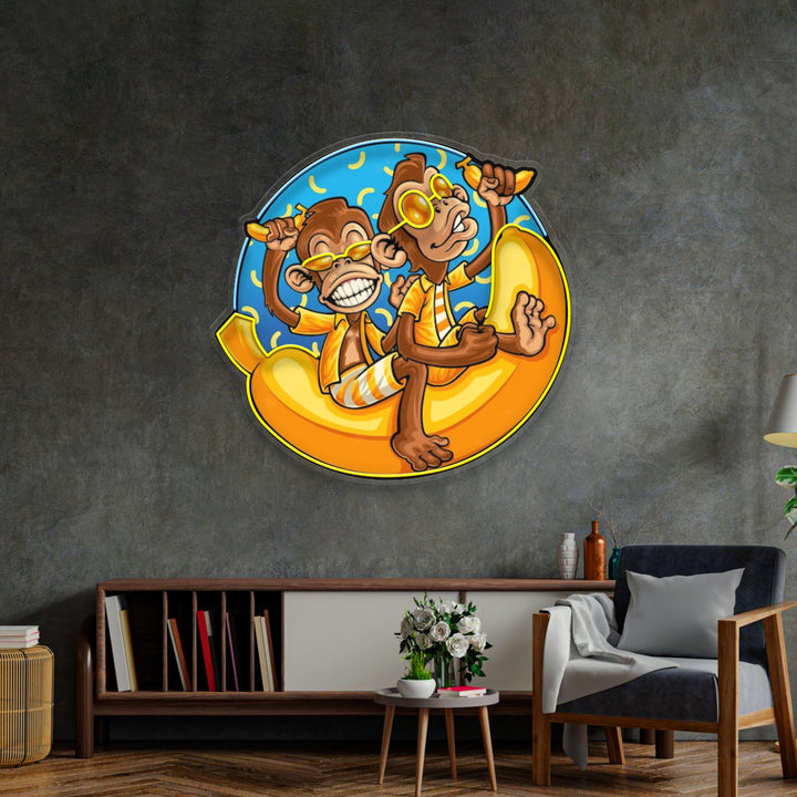 Funny Monkey Banana Cartoon LED Neon Sign Light Pop Art