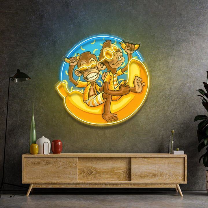 Funny Monkey Banana Cartoon LED Neon Sign Light Pop Art