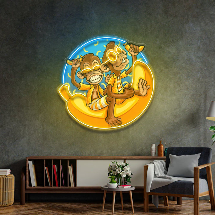 Funny Monkey Banana Cartoon LED Neon Sign Light Pop Art