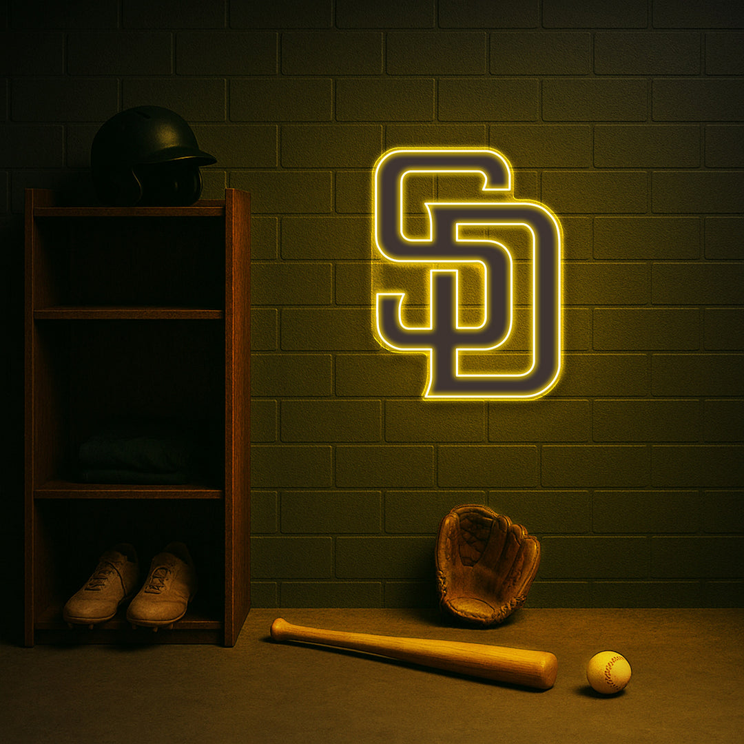 SD Neon Sign – San Diego Padres Inspired LED Wall Light for Home or Office
