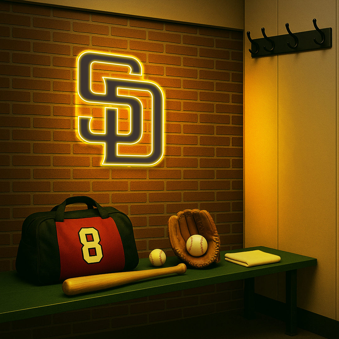SD Neon Sign – San Diego Padres Inspired LED Wall Light for Home or Office