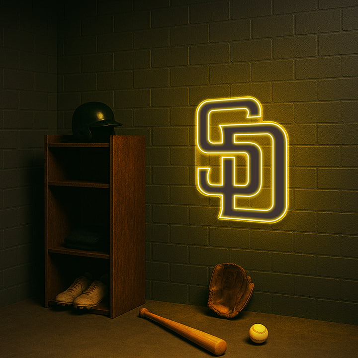 SD Neon Sign – San Diego Padres Inspired LED Wall Light for Home or Office
