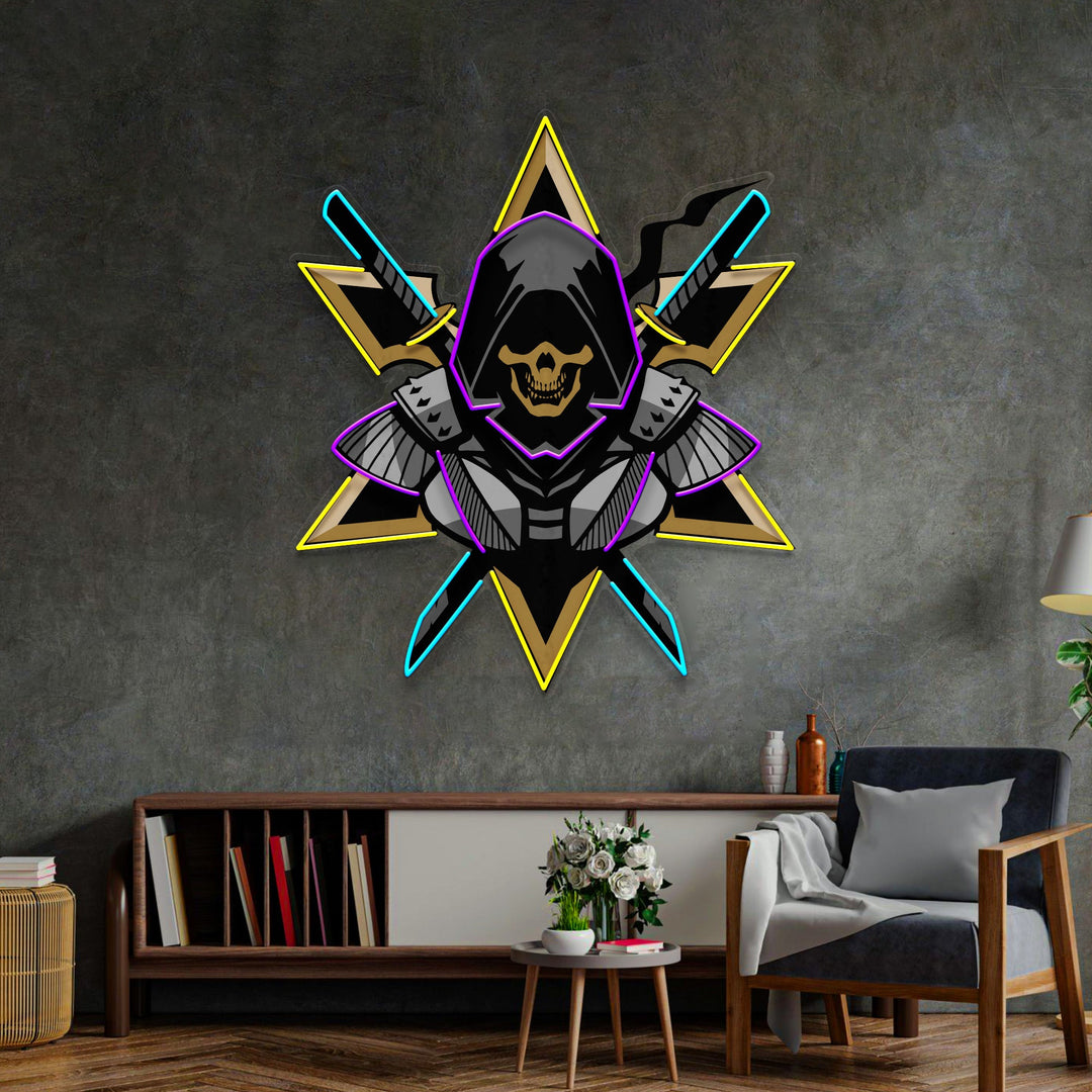 Ninja With Skull Mask LED Neon Sign Light Pop Art