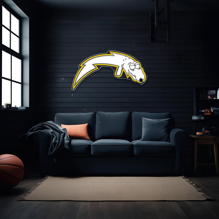 ⚡ “Mildly Charged” – Funny Meme Neon Sign for LA Chargers Fans & Meme Lords