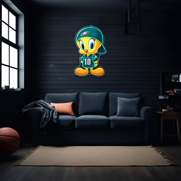 🐥 "Tweety Reps Philly" – Eagles Neon Sign for Football Fans with Style & Humor