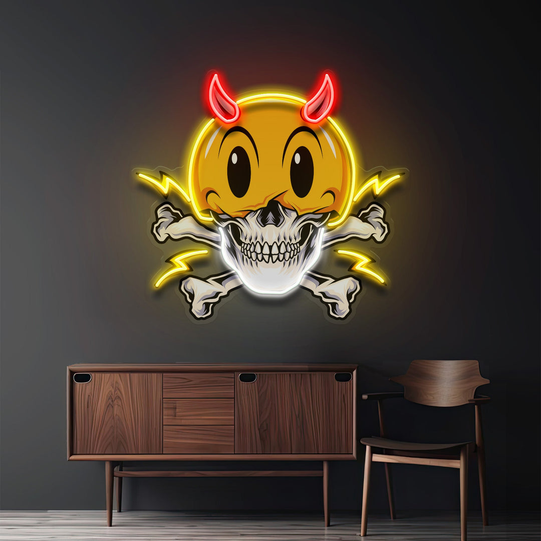 Emoji Hat Skull LED Neon Sign Light Pop Art