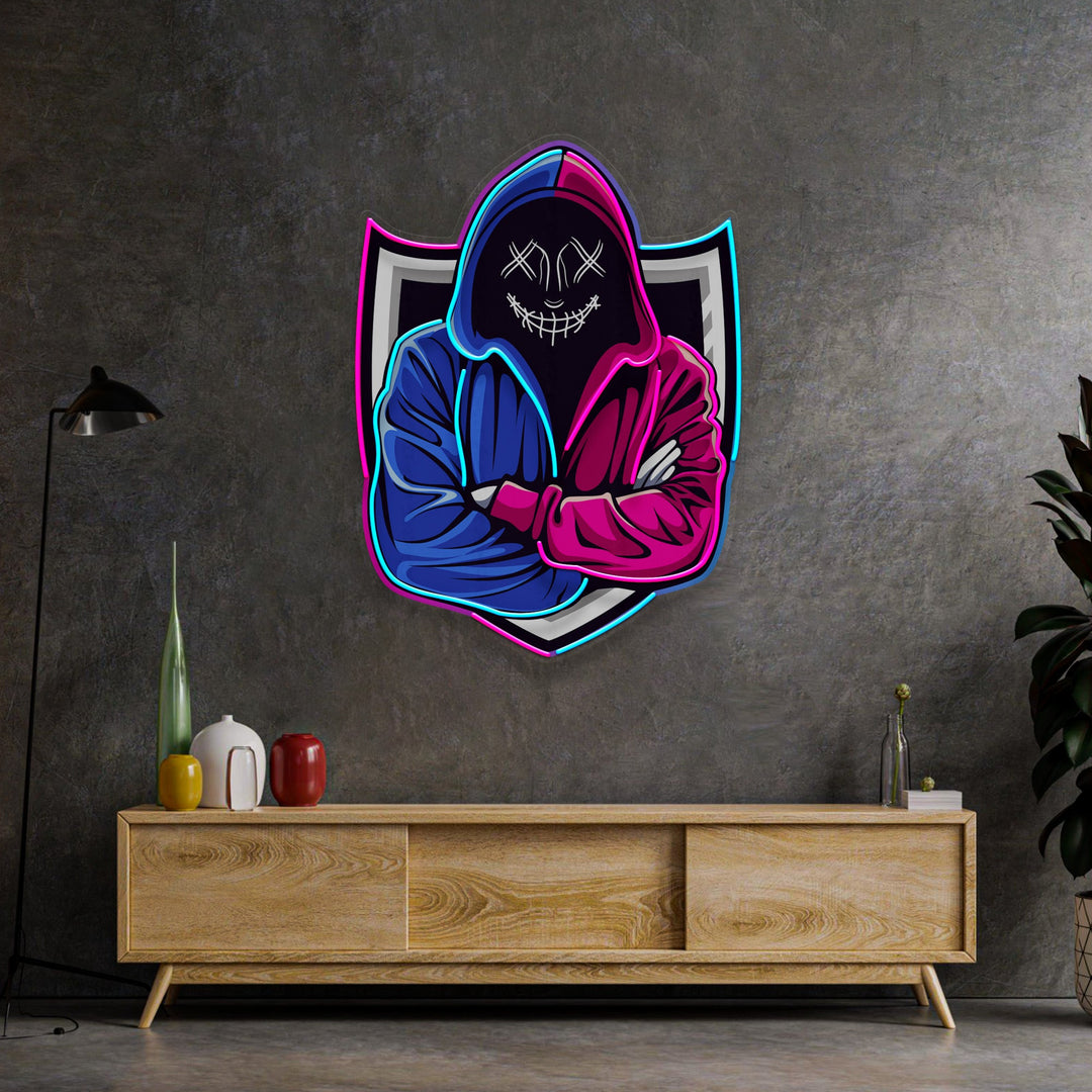 Hacker Mascot LED Neon Sign Light Pop Art