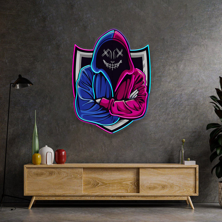 Hacker Mascot LED Neon Sign Light Pop Art