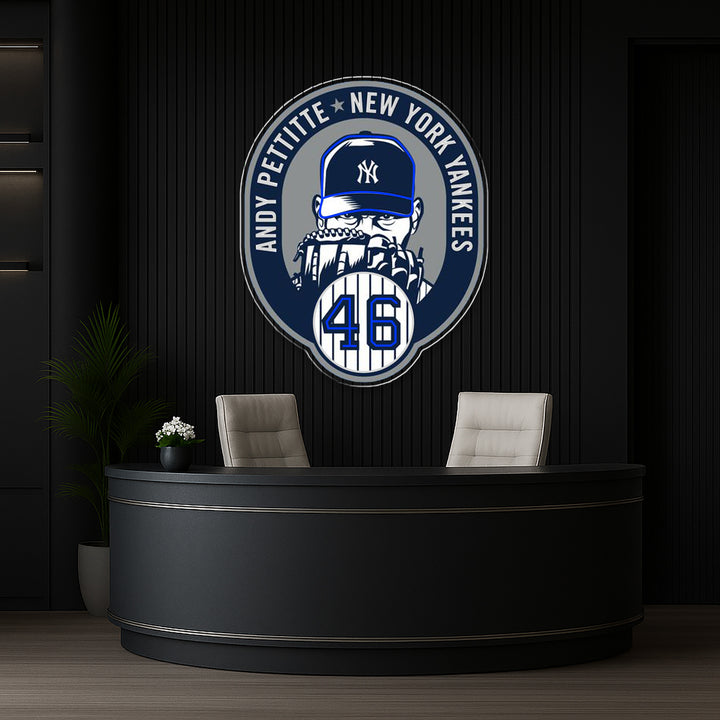 Andy Pettitte Yankees Neon Sign – LED Tribute Wall Light for MLB Fans, Man Caves & Collectors