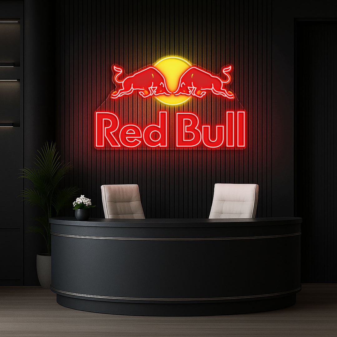 Red Bull LED Neon Sign – Bold Wall Light for Office, Gaming Room, Man Cave, or Bar Decor