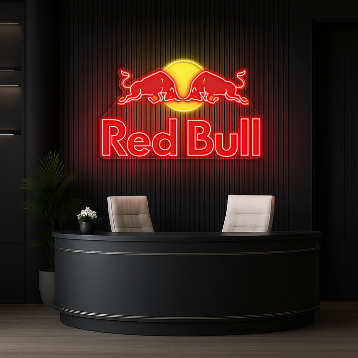 Red Bull LED Neon Sign – Bold Wall Light for Office, Gaming Room, Man Cave, or Bar Decor