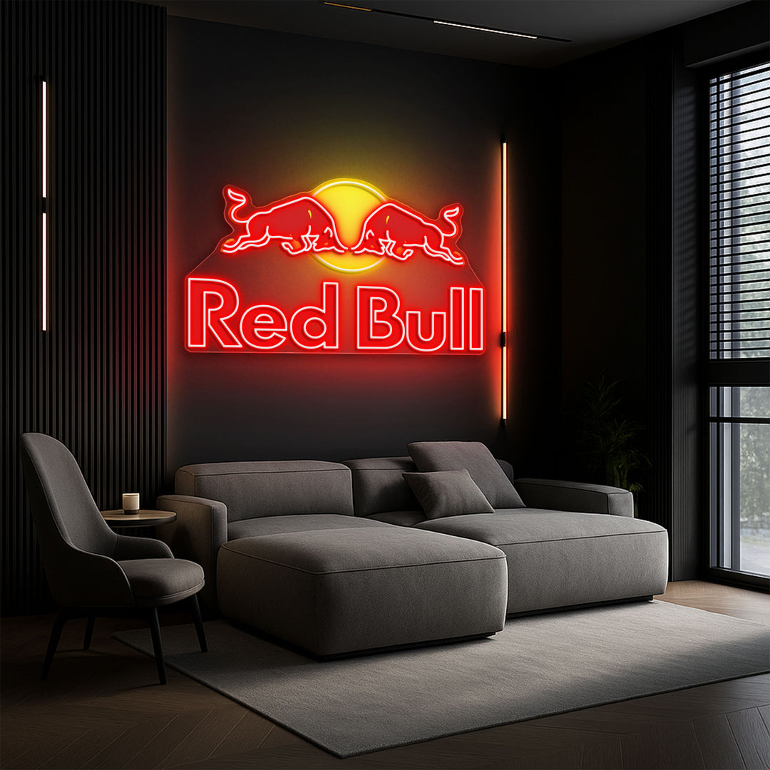 Red Bull LED Neon Sign – Bold Wall Light for Office, Gaming Room, Man Cave, or Bar Decor