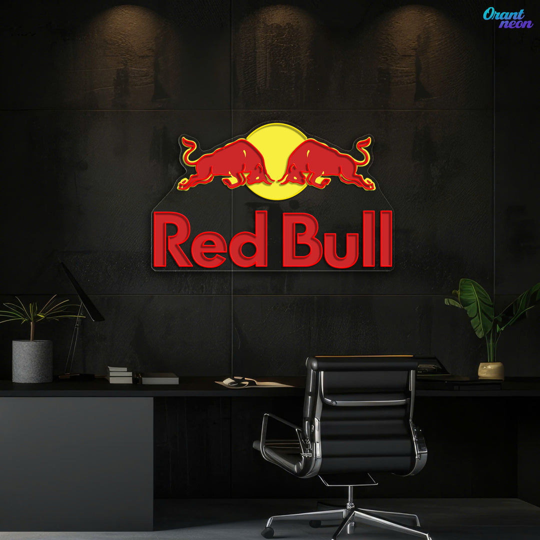 Red Bull LED Neon Sign – Bold Wall Light for Office, Gaming Room, Man Cave, or Bar Decor