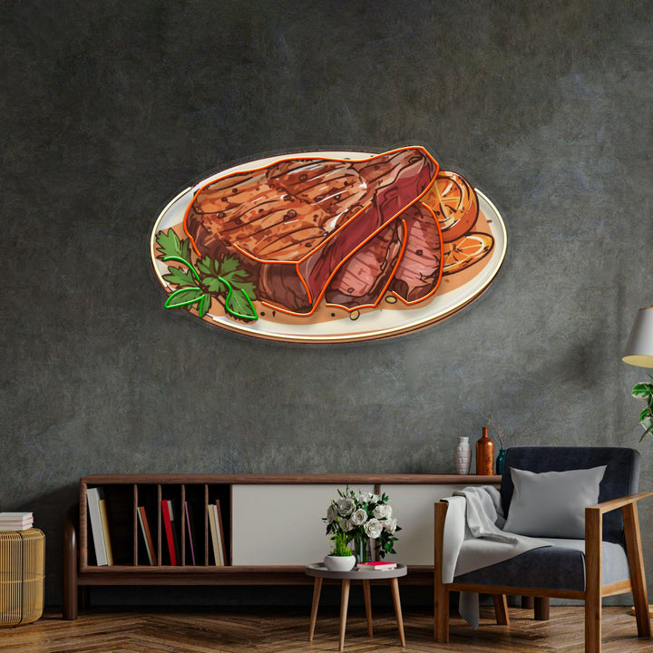 Steak Beef Steak LED Neon Sign Light Pop Art