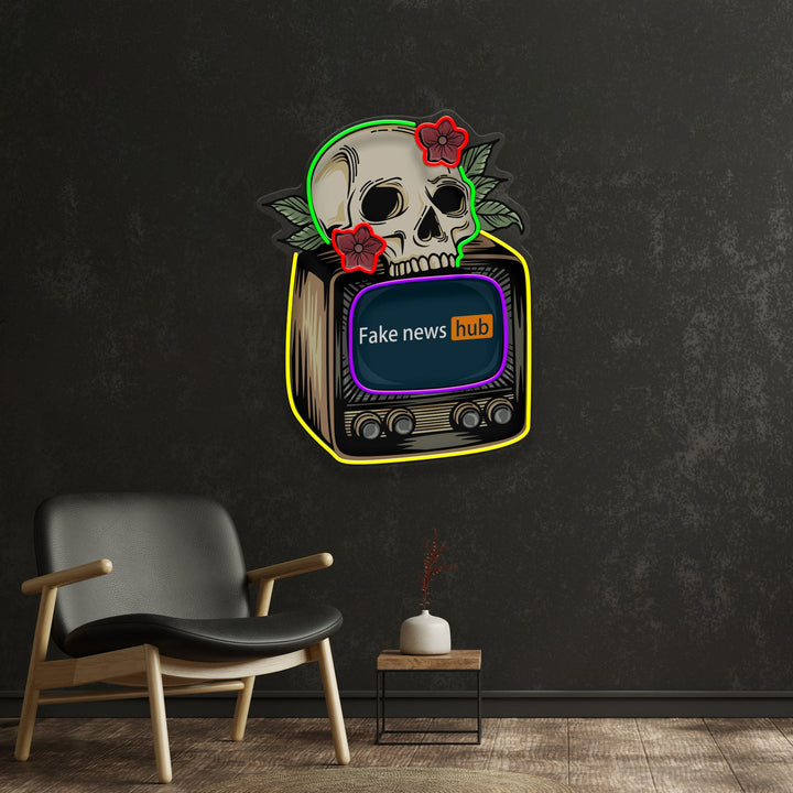 Television Skull Vibe LED Neon Sign Light Pop Art