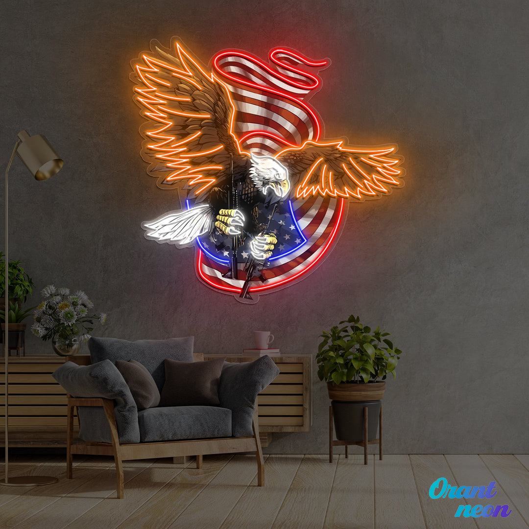 Patriotic Eagle and Guns - US Flag