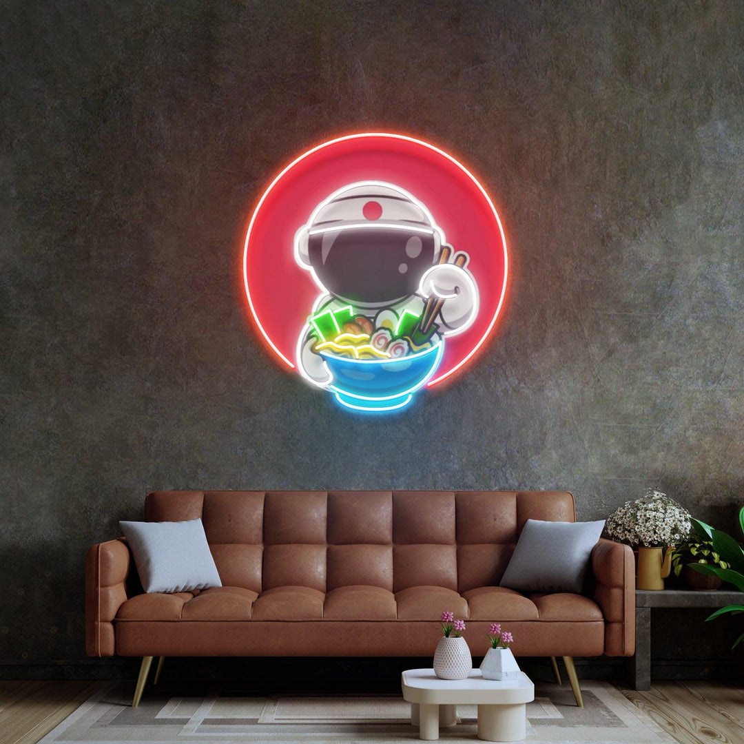 Astronaut Eating Ramen Led Neon Acrylic Artwork