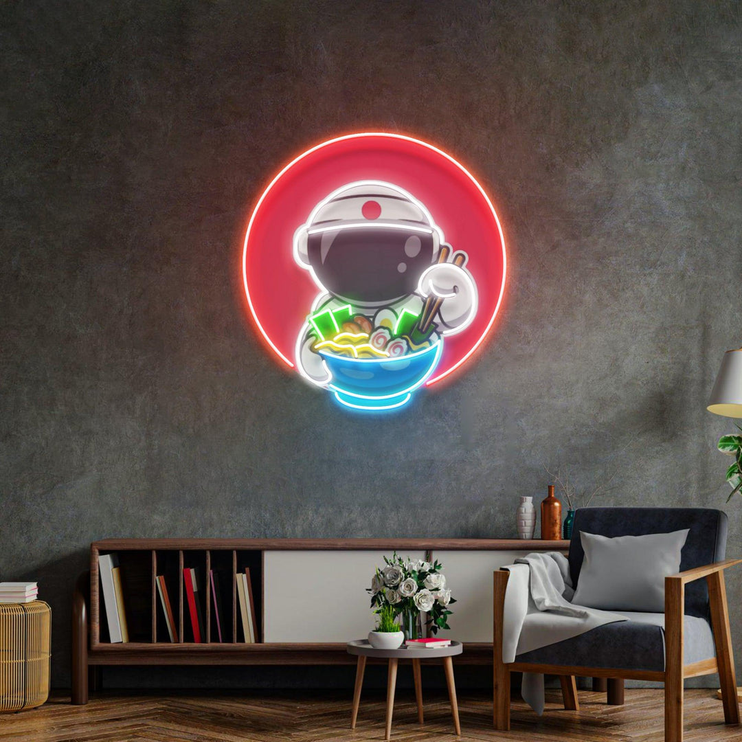 Astronaut Eating Ramen Led Neon Acrylic Artwork