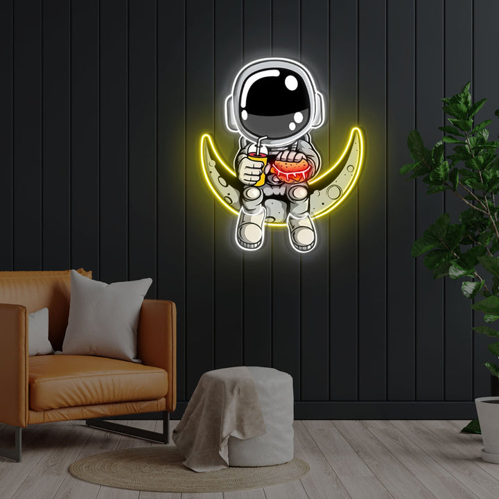 "Astronaut Hamburger" Neon x Acrylic Artwork