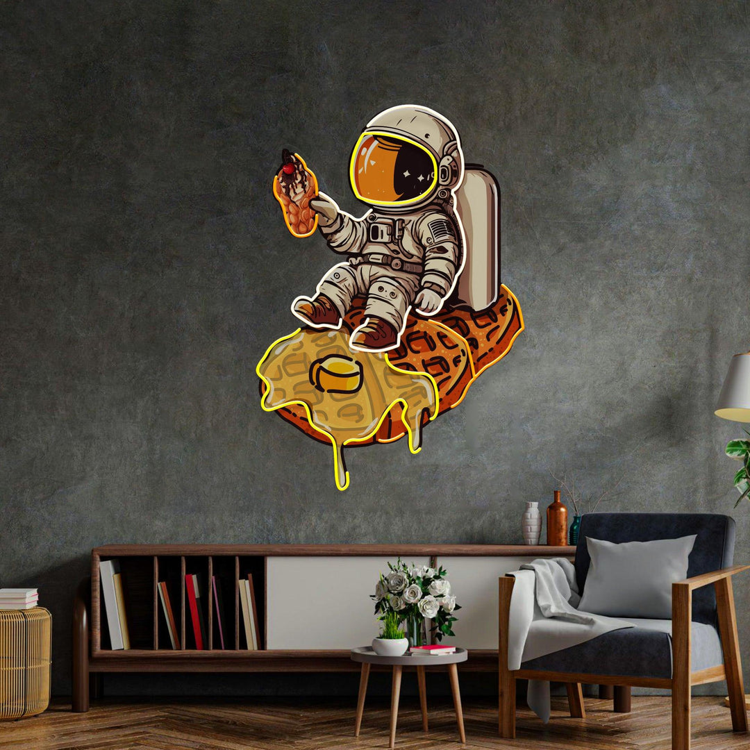 Astronaut on Waffle Led Neon Acrylic Artwork