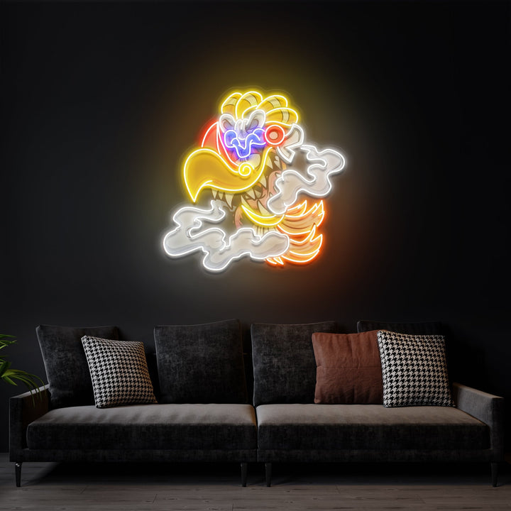 Aztec God Ehecatl Head Cartoon Artwork Led Neon Sign Light