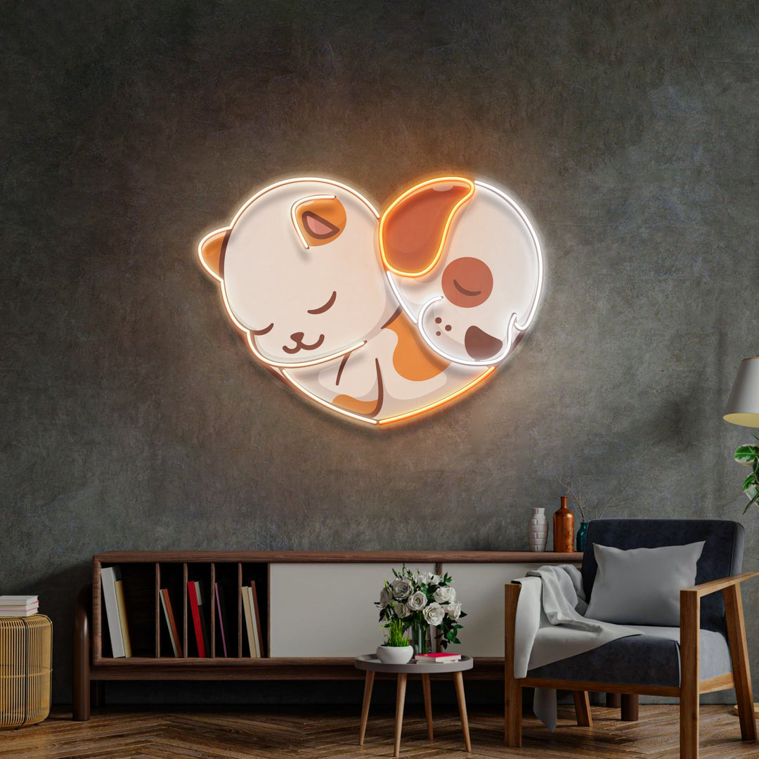 Cat&Dog Friendship LED Neon Sign Light Pop Art