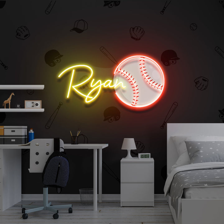 Custom Name Base Ball Gift For Kids Artwork Led Neon Sign Light