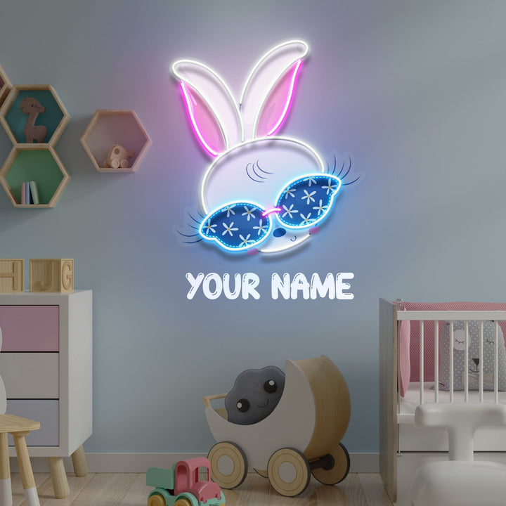 Custom Name Beautiful Rabbit Girl Gift For Kids Led Neon Sign Light