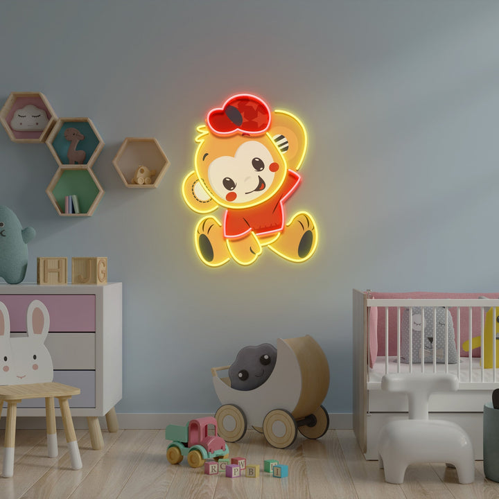 Custom Name Cute Monkey Artwork Led Neon Sign Light