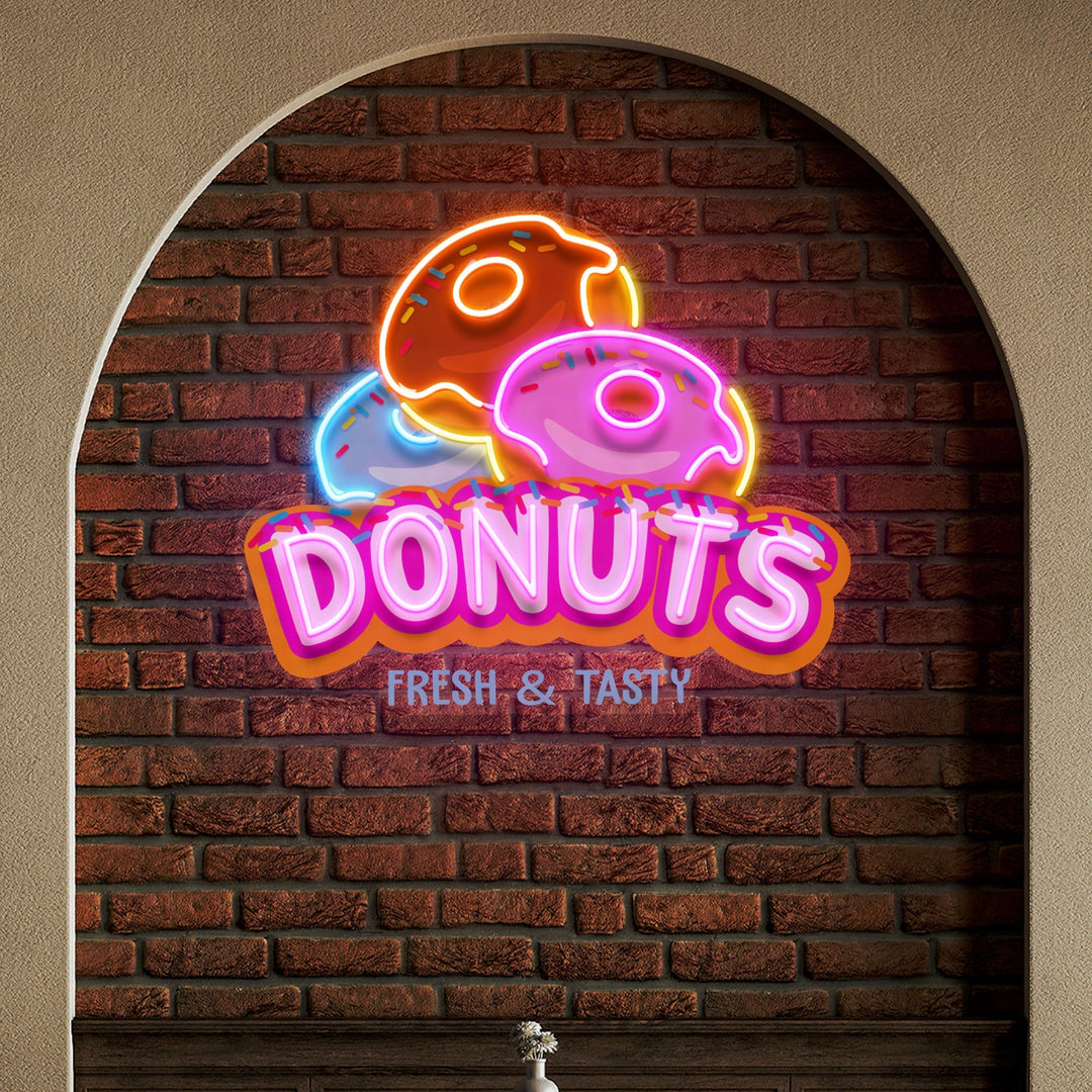 Custom Name Fast Food Restaurant With Donut Led Neon Sign Light