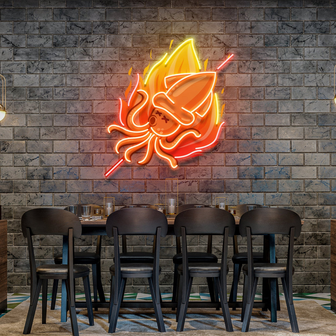 Custom Name Grill Squid Logo Artwork Led Neon Sign Light