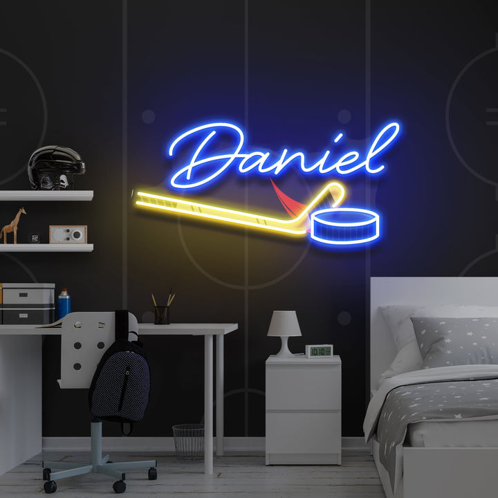 Custom Name Hockey Gift For Kids Artwork Led Neon Sign Light