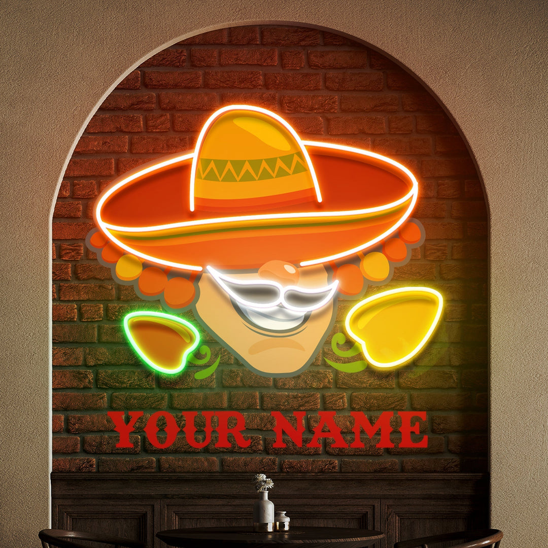 Custom Name Mexico Logo Food Male Artwork Led Neon Sign Light