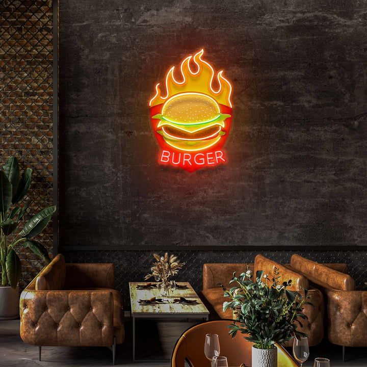 Custom Name Restaurant Fast Food Burger Led Neon Sign Light