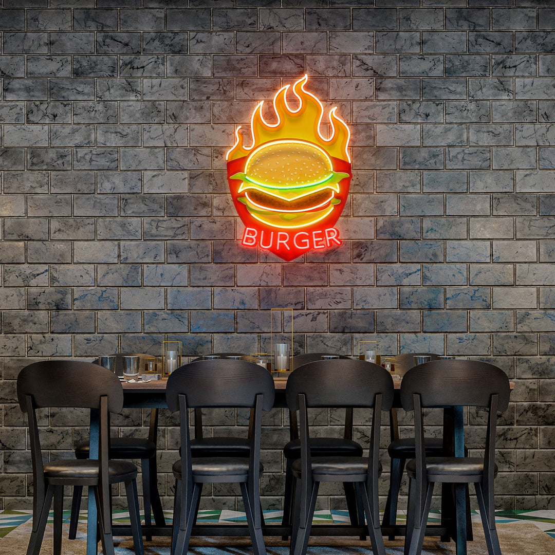 Custom Name Restaurant Fast Food Burger Led Neon Sign Light