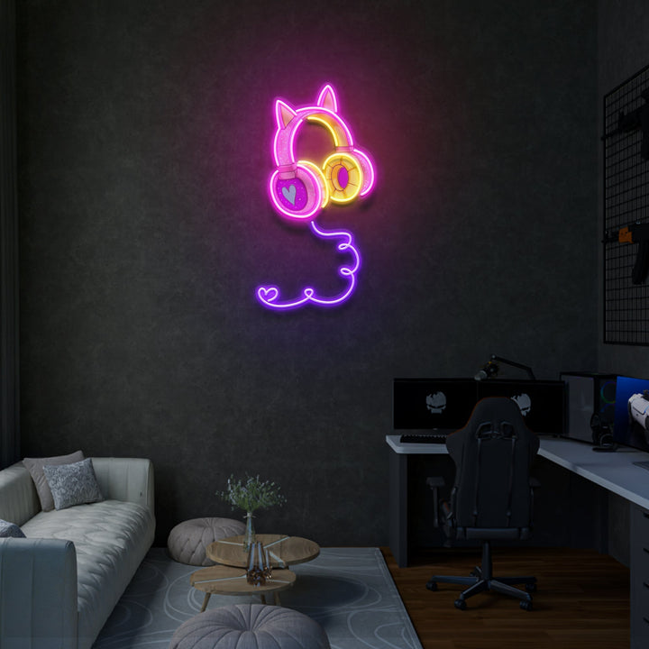 Cute Headphones Led Neon Sign Light