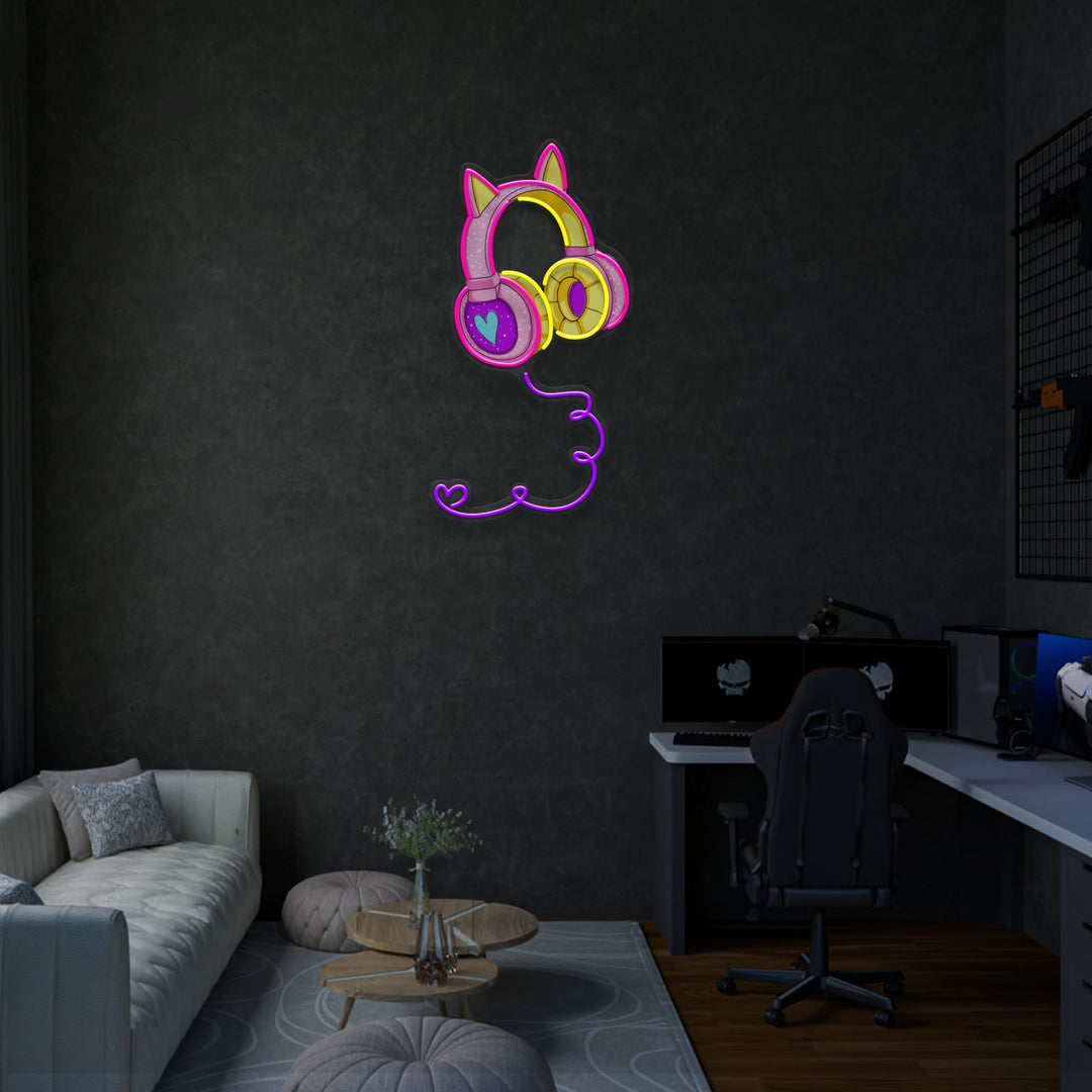 Cute Headphones Led Neon Sign Light