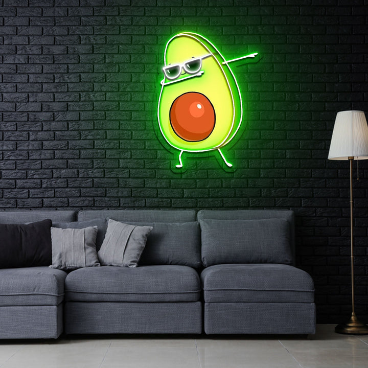 Dabbing Avocado Neon x Acrylic Artwork