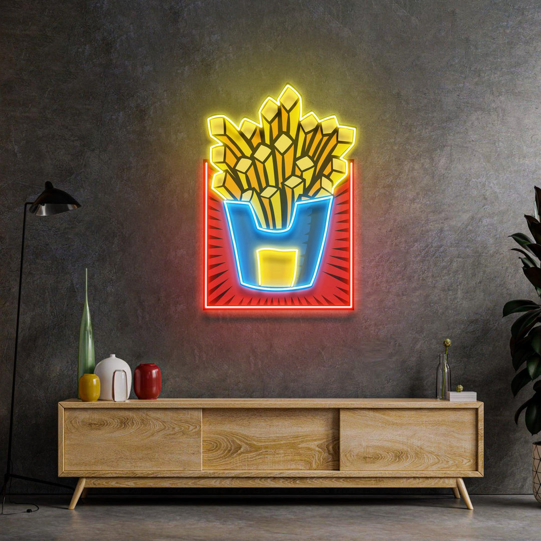 French Fries Led Neon Acrylic Artwork