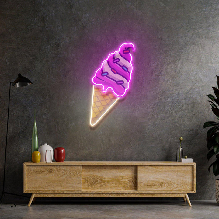 Ice Cream Cone Led Neon Acrylic Artwork