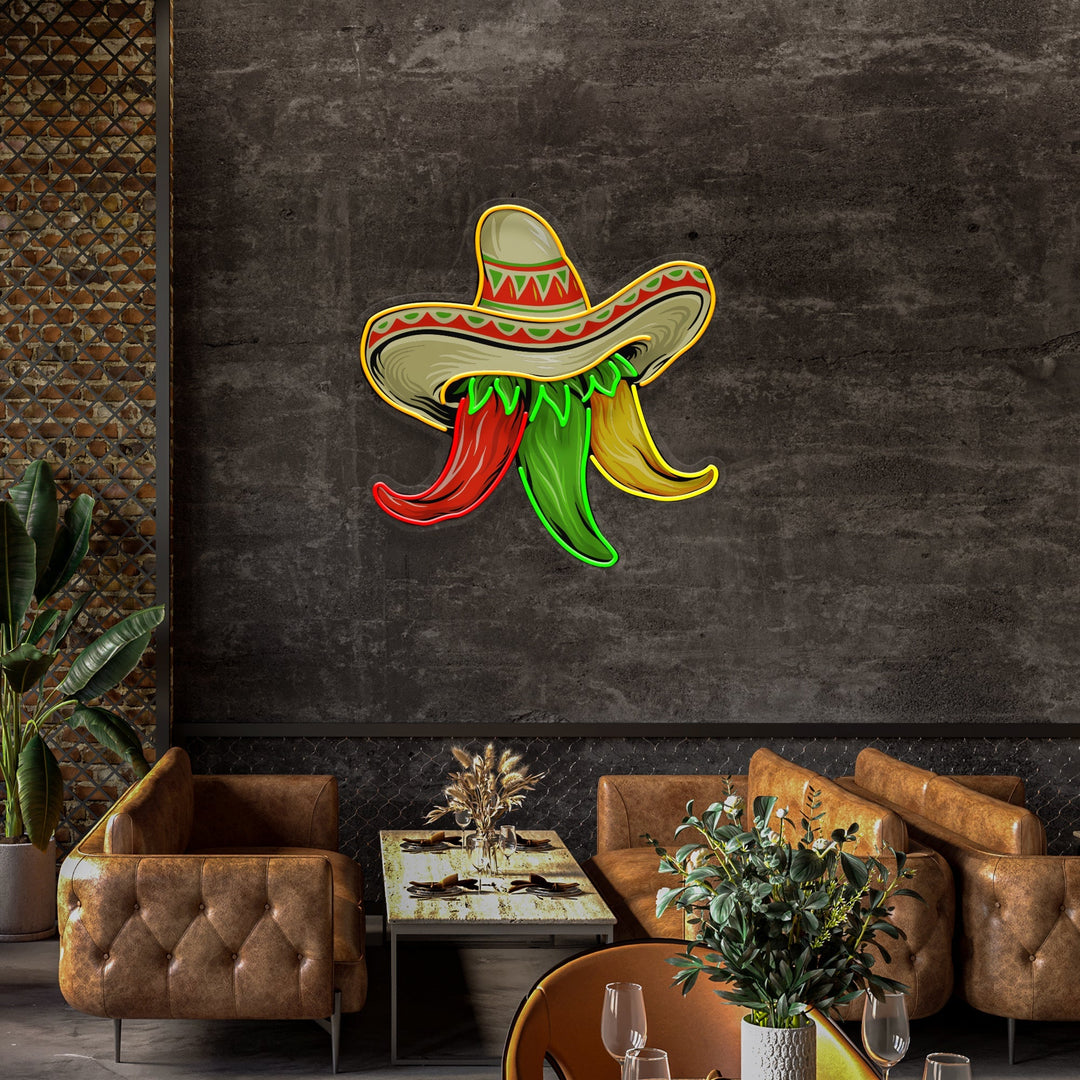 Custom Name Restaurant Cinco De Mayo Mexican Chili Artwork Led Neon Sign Light