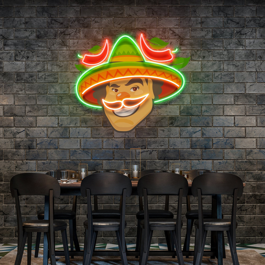 Mexican Man Logo Royalty Artwork Led Neon Sign Light