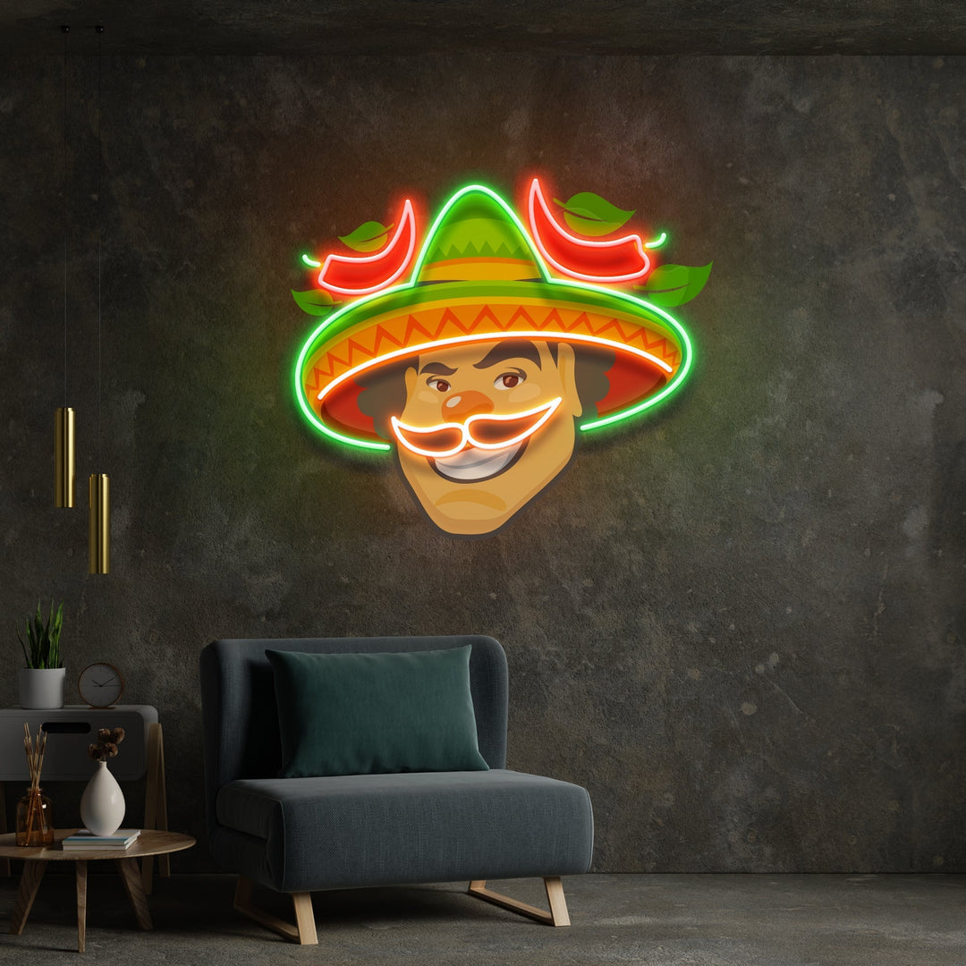 Mexican Man Logo Royalty Artwork Led Neon Sign Light