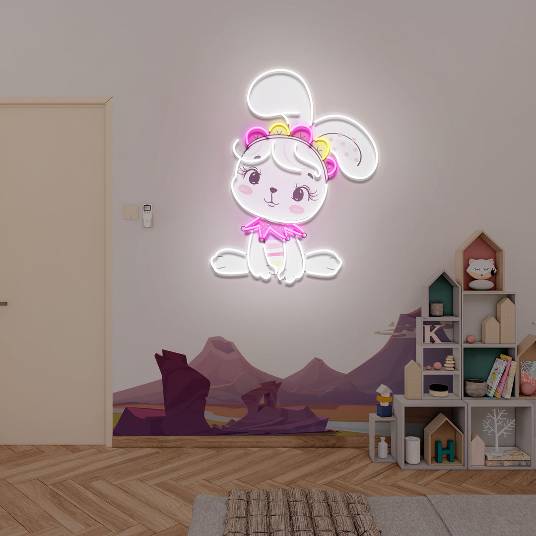 Personalized Baby Rabbit Girl Gift For Kids Artwork Led Neon Sign Light