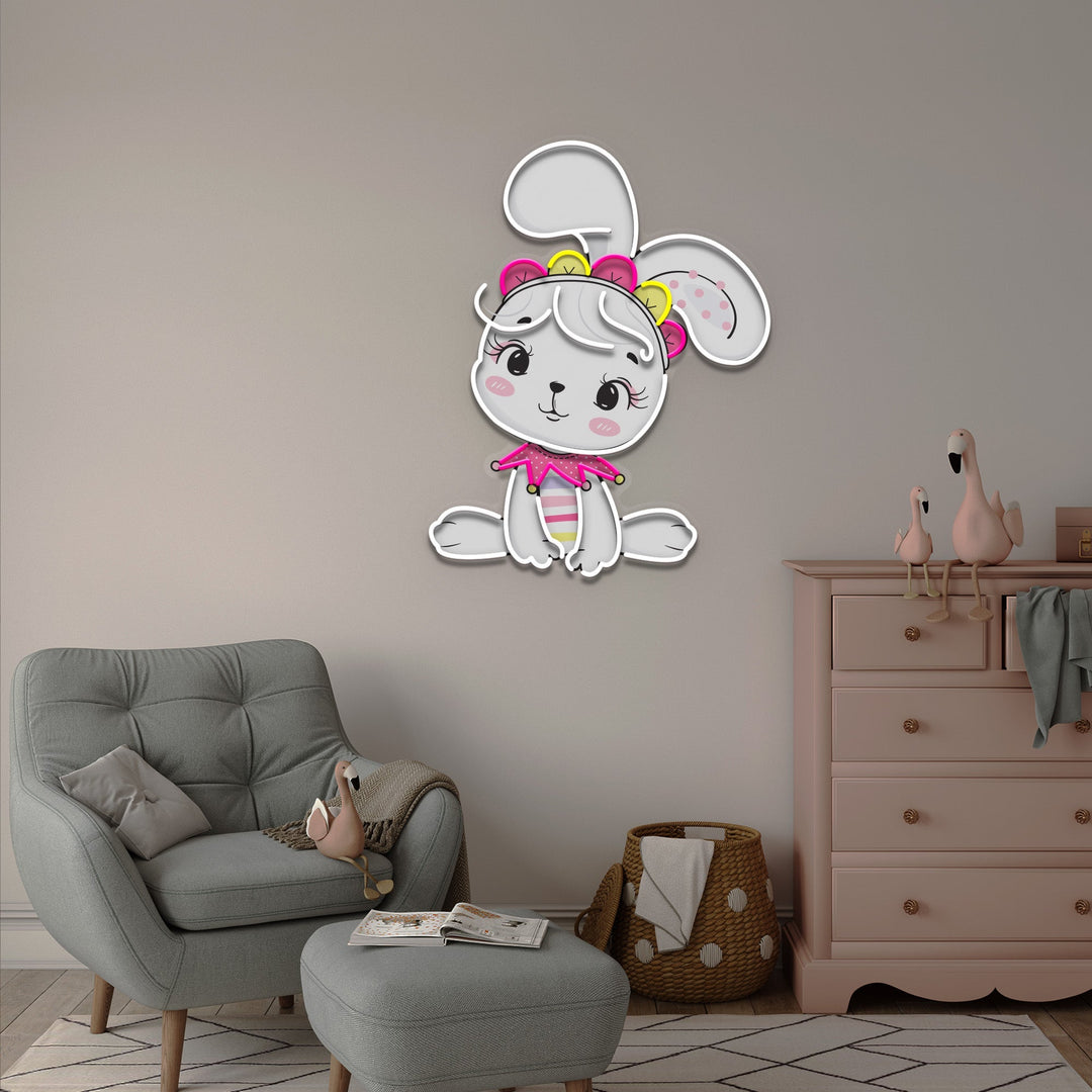 Personalized Baby Rabbit Girl Gift For Kids Artwork Led Neon Sign Light