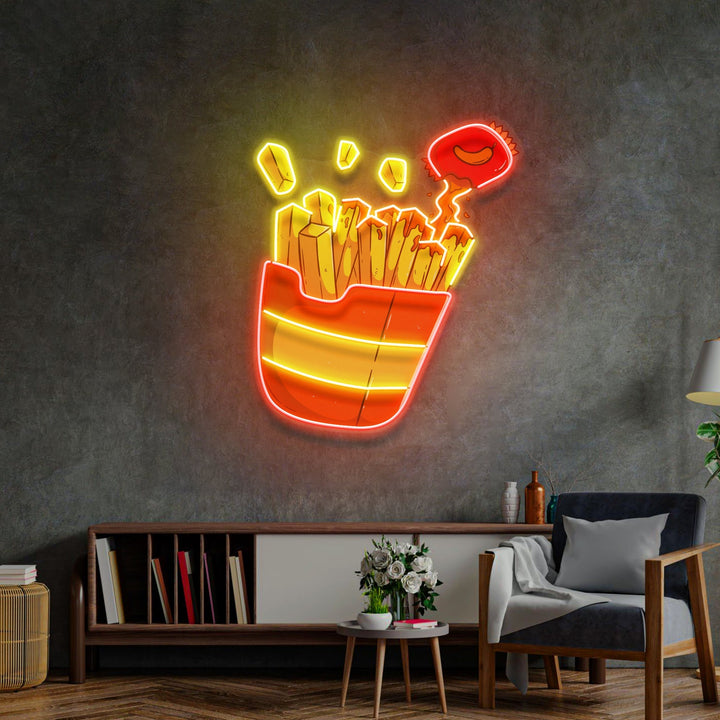 Potato Chips Glowing  LED Neon Sign Light Pop Art