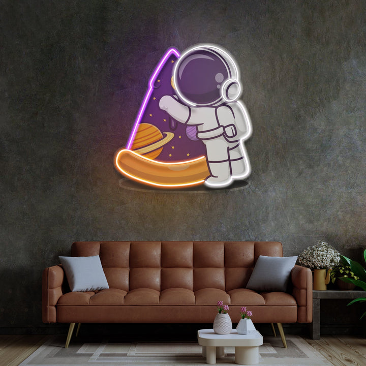 Astronaut Pizza LED Neon Sign Light Pop Art