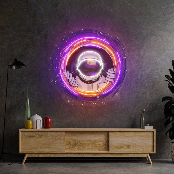 Astronauts Black Holes LED Neon Sign Light Pop Art